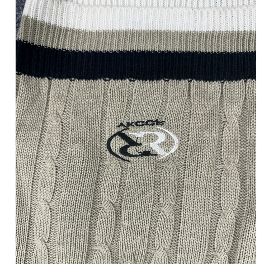VTG Y2K‎ ROOKY Mens Tan Cable Knit V Neck Sweater XL Golf Sportswear NEW - Picture 3 of 8